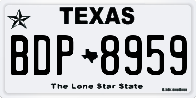 TX license plate BDP8959