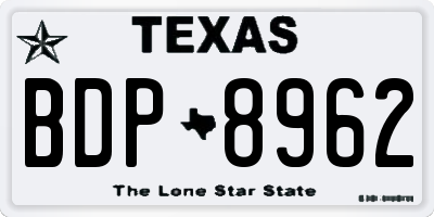 TX license plate BDP8962