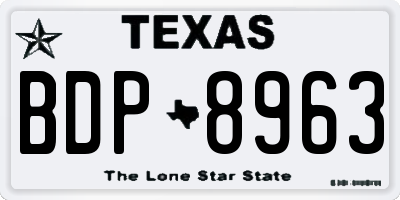 TX license plate BDP8963
