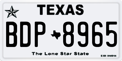 TX license plate BDP8965
