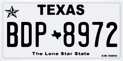 TX license plate BDP8972
