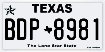 TX license plate BDP8981