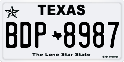 TX license plate BDP8987