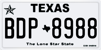TX license plate BDP8988