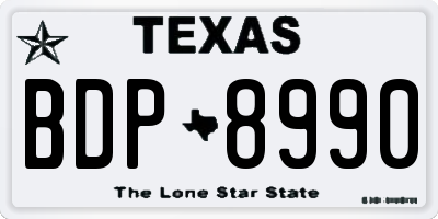 TX license plate BDP8990