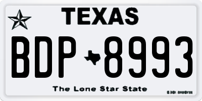 TX license plate BDP8993
