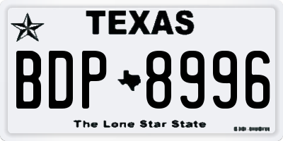 TX license plate BDP8996