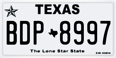 TX license plate BDP8997