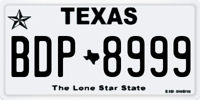 TX license plate BDP8999