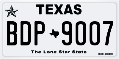 TX license plate BDP9007