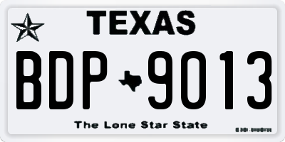 TX license plate BDP9013