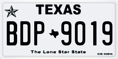 TX license plate BDP9019