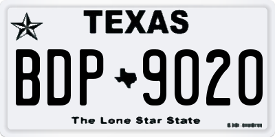 TX license plate BDP9020