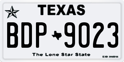 TX license plate BDP9023
