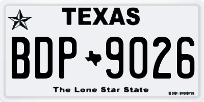 TX license plate BDP9026