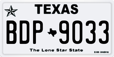 TX license plate BDP9033