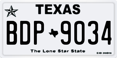 TX license plate BDP9034