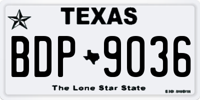 TX license plate BDP9036