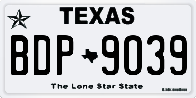 TX license plate BDP9039