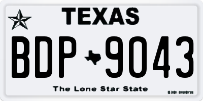 TX license plate BDP9043