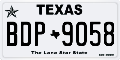 TX license plate BDP9058