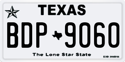 TX license plate BDP9060