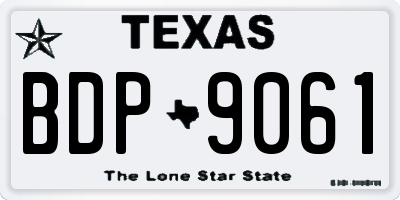 TX license plate BDP9061