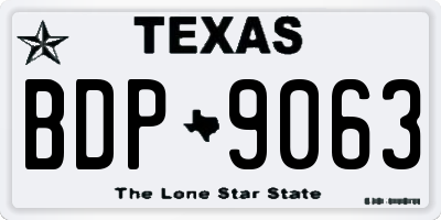 TX license plate BDP9063