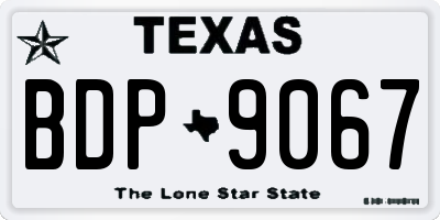 TX license plate BDP9067