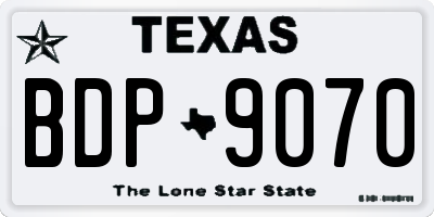 TX license plate BDP9070