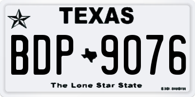 TX license plate BDP9076