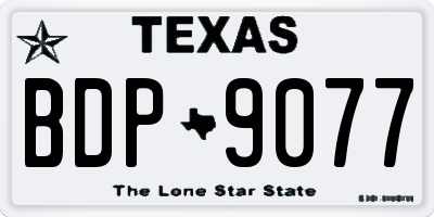 TX license plate BDP9077