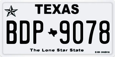 TX license plate BDP9078
