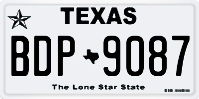 TX license plate BDP9087