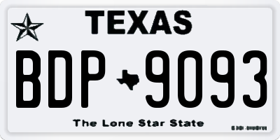 TX license plate BDP9093