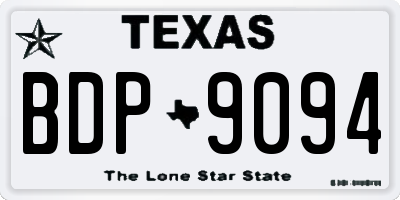 TX license plate BDP9094