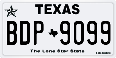 TX license plate BDP9099