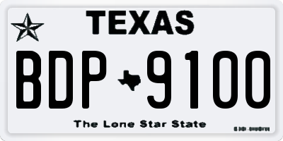 TX license plate BDP9100