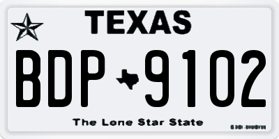 TX license plate BDP9102