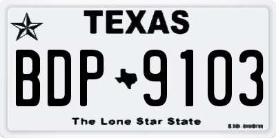 TX license plate BDP9103