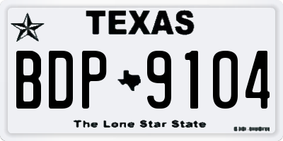 TX license plate BDP9104