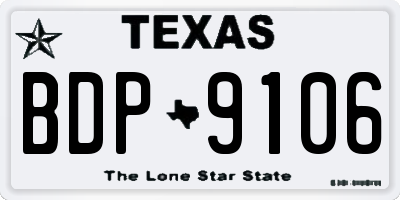 TX license plate BDP9106