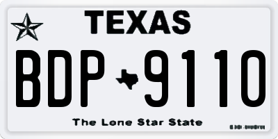 TX license plate BDP9110