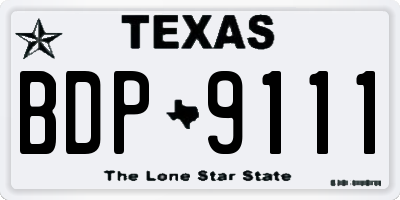 TX license plate BDP9111