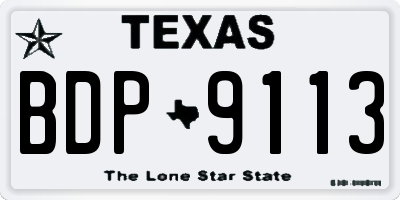 TX license plate BDP9113