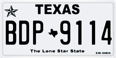 TX license plate BDP9114
