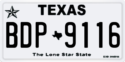 TX license plate BDP9116