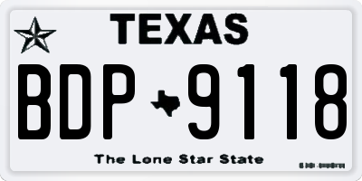 TX license plate BDP9118
