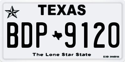 TX license plate BDP9120