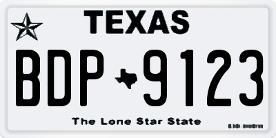 TX license plate BDP9123